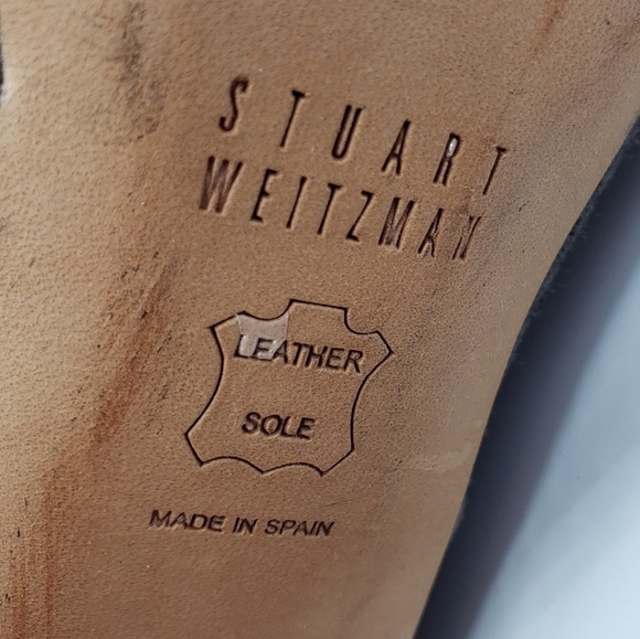 Stuart Weitzman Women US 8 Grey Heeled Bootie Suede Laser Cut Open Toe Heel Zip - Picture 11 of 13